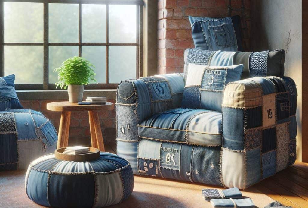 featured upcycling old jeans into home decor