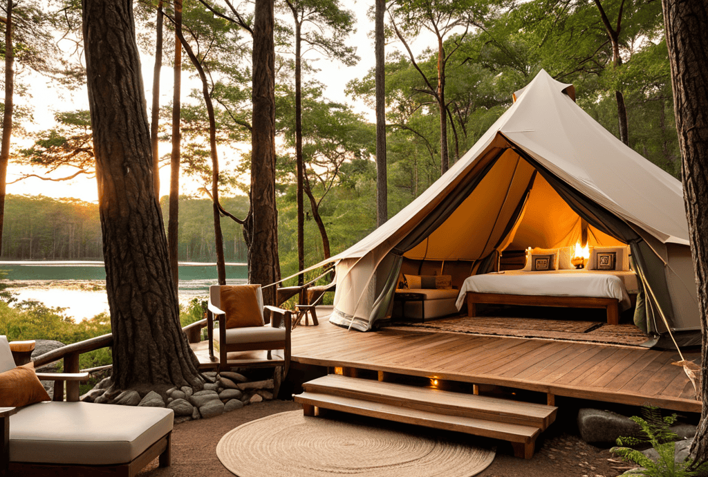 Glamping travel in nature