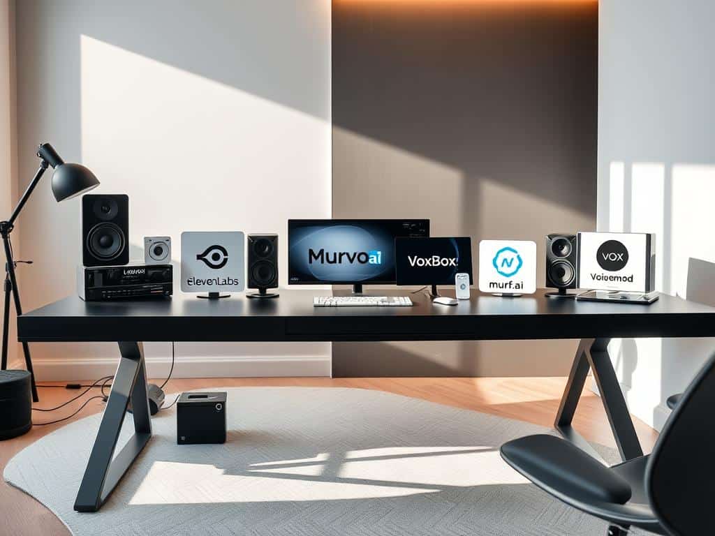 Top AI voice generators including ElevenLabs, LOVO, Murf.ai, VoxBox, and Voicemod