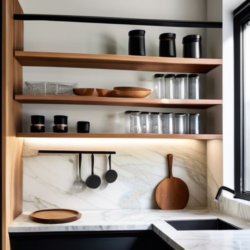Verticality as a Living Scaffold kitchen shelving.