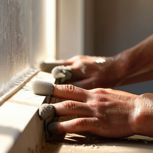 Completing the restoration of a drywall hole.